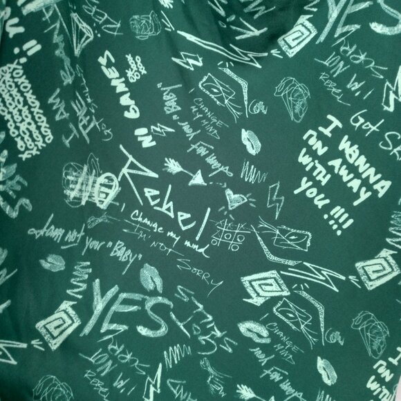 Melissa McCartney Seven Shirt Blouse Plus Size 2X Green Graffiti Long Sleeve Top - Picture 13 of 16